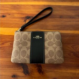 Coach Signature Brown and Black Wristlet